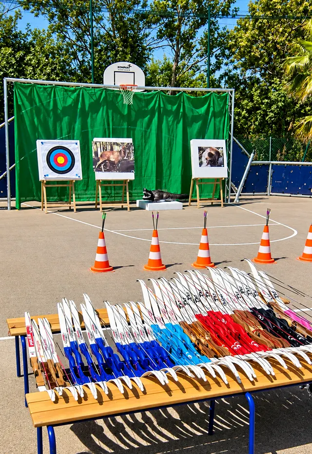 Stand de tir à l'arc avec matériel
